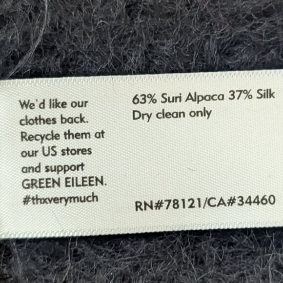 Eileen Fisher Alpaca Silk Hooded Vest Black Open Front Size M - Picture 6 of 7